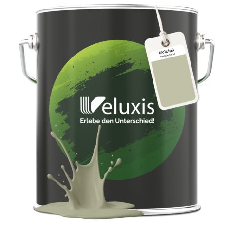 Pittura murale verde opaca per interni – Copertura classe 1, senza COV, senza primer, a bassa emissione – Soggiorno e camera da letto –  5 L – Veluxis (Gentle Lime)
