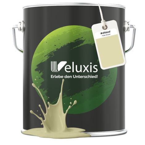 Pittura murale giallo beige crema opaca per interni – Copertura classe 1, senza COV, senza primer, a goccia – Soggiorno e camera da letto – 5 L – Veluxis (Pale Straw)