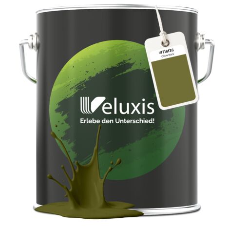 Pittura murale verde giallo oro opaca per interni – Copertura classe 1, senza COV, senza primer, a bassa emissione – Soggiorno e camera da letto – 5 L – Veluxis (Olive Bark)