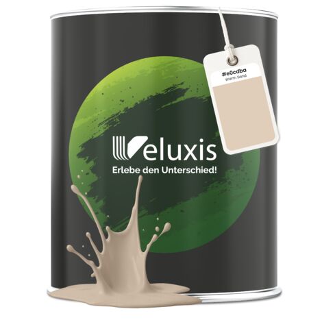 Pittura murale beige crema grigio chiaro opaca per interni – Copertura classe 1, senza COV, senza primer, a goccia – Soggiorno e camera da letto – 1 L – Veluxis (Warm Sand) (1/5)