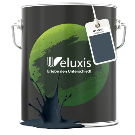 Pittura murale grigio verde blu opaca per interni – Copertura classe 1, senza COV, senza primer, a goccia – Soggiorno e camera da letto – 5 L – Veluxis (Twilight Moss)