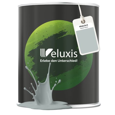 Pittura murale grigio chiaro petrolio opaca per interni – Copertura di classe 1, senza COV, senza primer, formula antigoccia – Soggiorno e camera da letto – 2,5 L – Veluxis (Bluish Petrol)