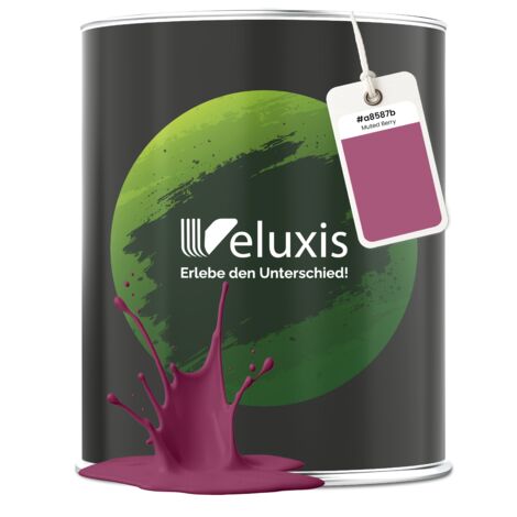 Pittura murale rosa antico opaca per interni – Copertura classe 1, senza COV, senza primer, a goccia – Soggiorno e camera da letto – 2,5 L – Veluxis (Muted Berry) (1/5)
