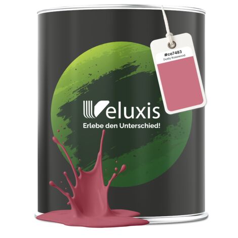 Pittura murale rosa-rosso-rosa antico opaca per interni – Copertura classe 1, senza COV, senza primer, a goccia – Soggiorno e camera da letto – 2,5 L – Veluxis (Dusty Rosewood)