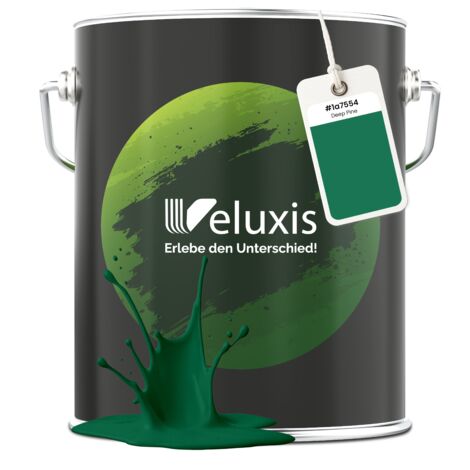 Pittura murale verde verde scuro opaca per interni – Copertura classe 1, senza COV, senza primer, a goccia – Soggiorno e camera da letto – 5 L – Veluxis (Deep Pine)