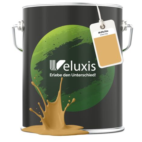 Pittura murale beige crema opaca per interni – Copertura classe 1, senza COV, senza primer, a goccia – Soggiorno e camera da letto – 5 L – Veluxis (Dried Hay)