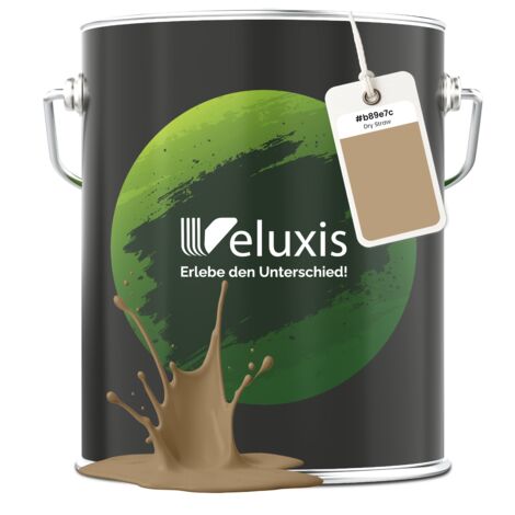 Pittura murale Beige Oro Marrone Opaca per interni – Copertura Classe 1, senza COV, senza primer, a goccia – Soggiorno e camera da letto – 5 L – Veluxis (Dry Straw) (1/5)