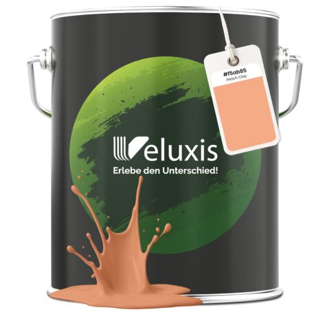 Pittura murale arancione, beige, rosa, opaca, per interni – Copertura classe 1, senza COV, senza primer, a goccia – Soggiorno e camera da letto – 5 L – Veluxis (Peach Clay) (1/5)