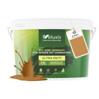 Pittura murale oro marrone arancione opaca per interni – Copertura classe 1, senza COV, senza primer, a goccia – Soggiorno e camera da letto – 2,5 L – Veluxis (Salted Caramel)