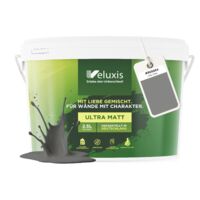 Pittura murale grigio antracite grigio chiaro opaca per interni – Copertura classe 1, senza COV, senza primer, a goccia – Soggiorno e camera da letto – 2,5 L – Veluxis (Chic Chia)