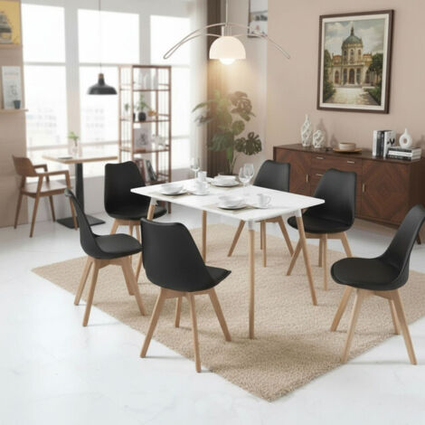 Lot de 6 chaises scandinaves pour salle a manger - noir