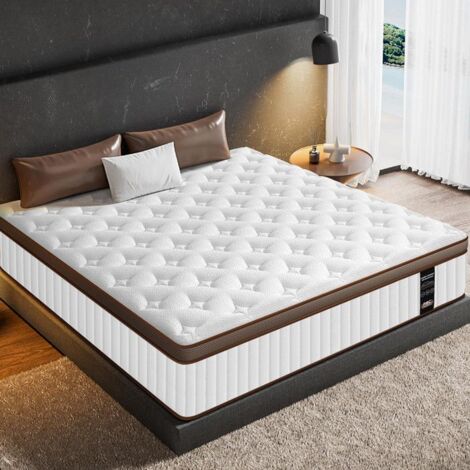 Matelas 140x200 cm Ep 28 cm Memoire de Forme en Mousse et Ressorts, 7 Zones Ergonomique (1/5)