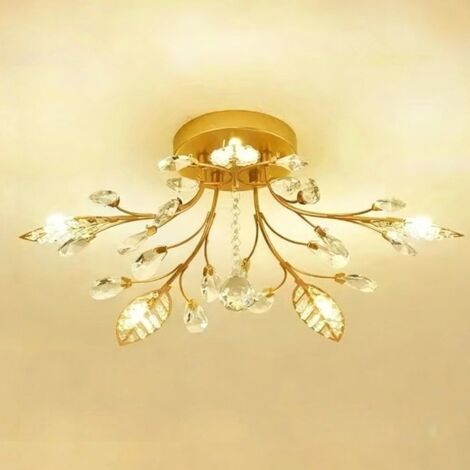 5 têtes LED tricolore cristal lumière arbre plafonnier, plafonnier en cristal moderne, suspension semi - encastrée (1/5)