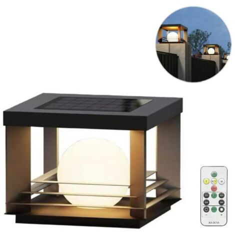 Colonne lumineuse solaire LED - IP65, 4 couleurs, avec télécommande, éclairage extérieur de jardin, convient aux jardins et villas. (1/5)