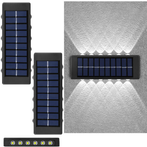 Appliques solaires , étanchéité IP65, idéales pour escaliers, cours et vérandas (lumière blanche - lot de 2) (1/5)