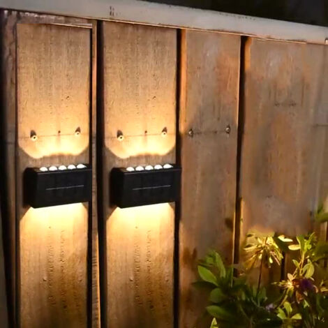 Lot de 2 Lampes solaires d'extérieur , éclairage solaire étanche pour clôtures, terrasses, jardins et garages, lumière blanche chaude 3000 K (1/5)