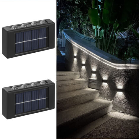 2PCS Applique solaire , lumière solaire extérieure étanche pour le jardin, la terrasse,les luminaires décoratifs de patio, 6500K lumière blanche (1/5)