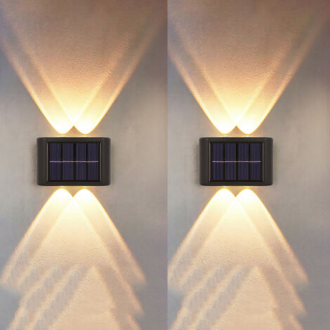 2PCS Éclairage solaire de clôture, éclairage solaire de marches, éclairage de terrasse, patio, piscine, lumière blanche chaude 3000 K (1/5)