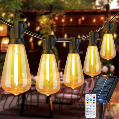 2pcs Set Guirlande Solaire 30m - 50 LED + 2 ST38 - Éclairage Ambiance - 2700K - Télécommande - 4/6/8h Timer - Pour Gazebo, Patio (1/5)