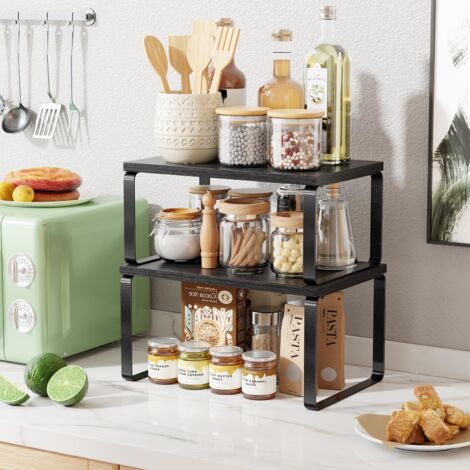 Étagère de rangement en deux parties LOLLANDA, étagère de cuisine empilable, étagère à épices extensible (1/5)