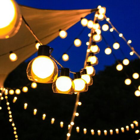 Guirlande lumineuse d'extérieur de 10 m, lampe de jardin étanche avec 40 ampoules, guirlande lumineuse décorative de Noël, lumière chaude 2700 K (1/5)