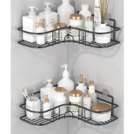 Étagère de douche d'angle 2 pièces LOLLANDA, étagère de rangement d'angle pour salle de bain, étagère multifonctionnelle pour salle de bain (1/5)