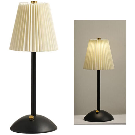 Veilleuse nordique avec chargeur CC, 3 températures de couleur, base en métal plissé, lampe de table décorative pour chambre (1/5)