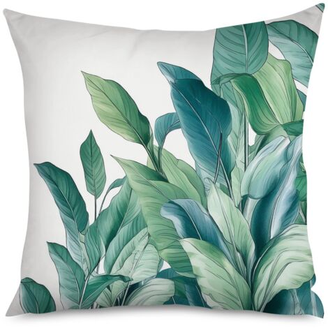 Housse de coussin, Coussin plantes vertes, imprimé tropical, 40x40 cm (1/5)