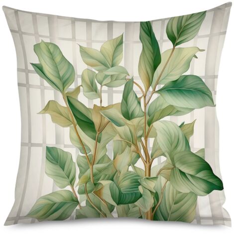 Housse de coussin imprimé feuilles de chêne, naturel (1/5)