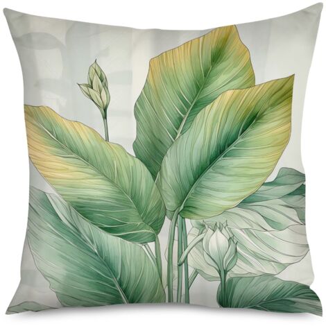 Housse de coussin avec motif feuilles de laurier (1/5)