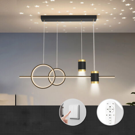 Suspension LED à intensité variable, base carrée, suspension circulaire avec télécommande, idéale pour salle à manger, bureau, chambre (1/5)