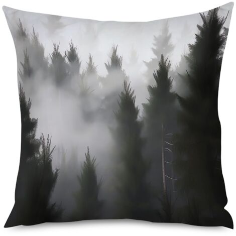 Housse de coussin imprimé forêt floue, style naturel (1/5)