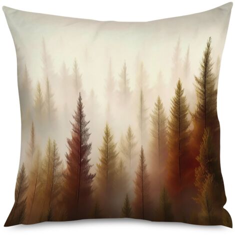 Housse de coussin paysage de brume, forêt profonde (1/5)