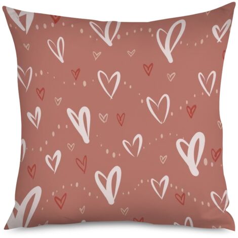 Housse de coussin cœurs sur fond vert, nature (1/5)
