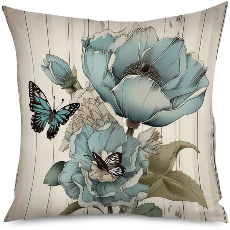 Housse de coussin bois vintage et roses anciennes (1/5)