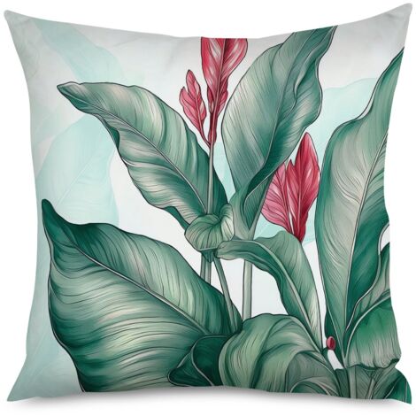 Housse de Coussin Motif Feuilles, Déco Canapé (1/5)