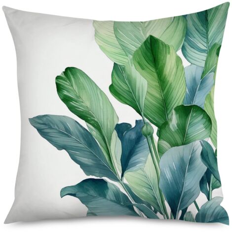 Housse de Coussin Déco Feuilles Tropicales, Style Bohème (1/5)