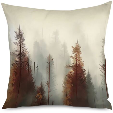Housse de coussin paysage de rêve, forêt embrumée (1/5)