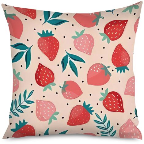 Housse de Coussin Décoratif Fraises Élégant (1/5)