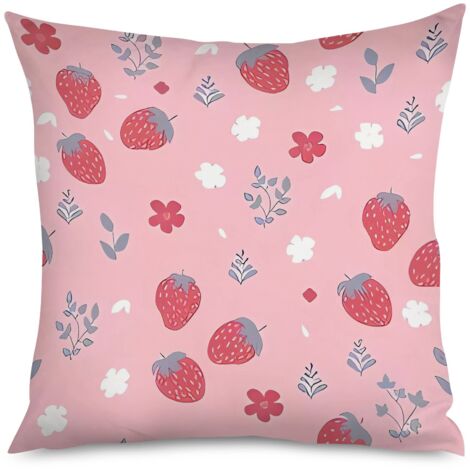 Housse de Coussin Déco Fraises Salon Chambre (1/5)
