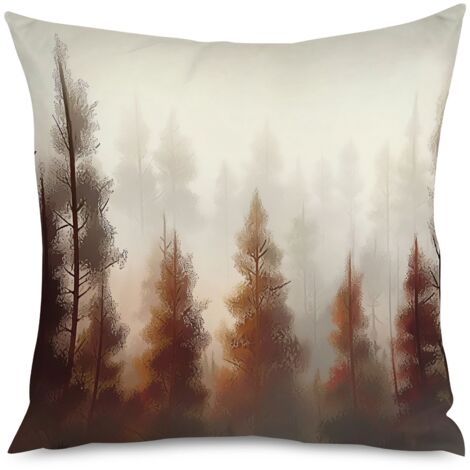 Housse de coussin imprimé forêt dans le brouillard (1/5)