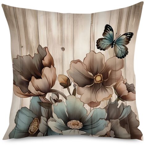 Housse de Coussin with imprimé bois rustique et fleurs sauvages (1/5)