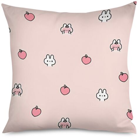 Housse de coussin décoratif motif pêche rose (1/5)
