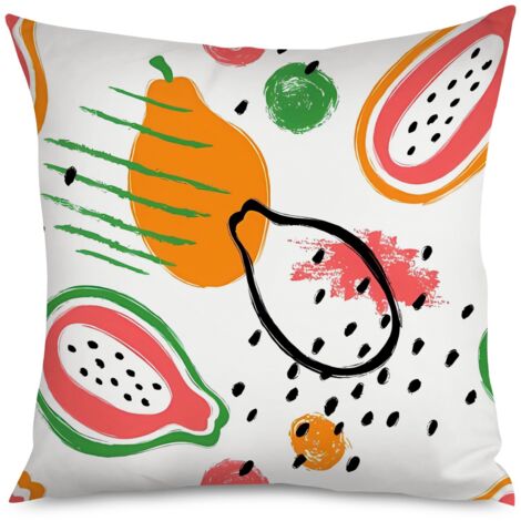 Housse de coussin fruits souriants, déco ludique (1/5)