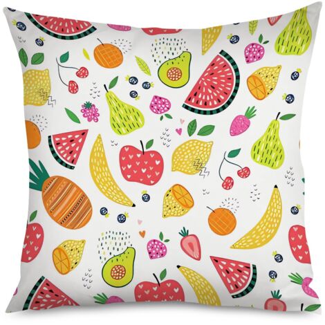 Housse de Coussin décoratif banane souriante, jaune vif (1/5)