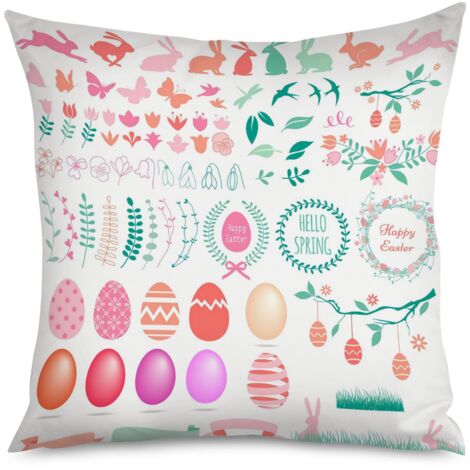 Housse de coussin lapin blanc, œufs cachés (1/5)
