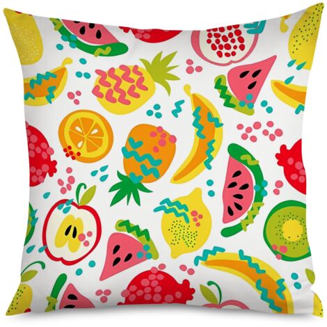 Housse de coussin ananas souriant tropique (1/5)
