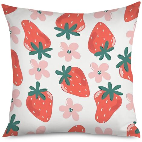 Housse de Coussin Déco Fraises Printemps (1/5)