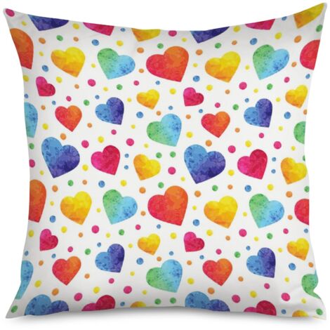 Housse de Coussin décoratif cœurs dégradés, effet sunset (1/5)