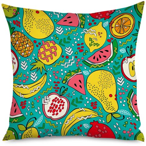Housse de coussin kiwi souriant, imprimé fruité (1/5)